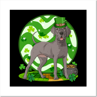 Great Dane Dog St Patricks Day Leprechaun Posters and Art